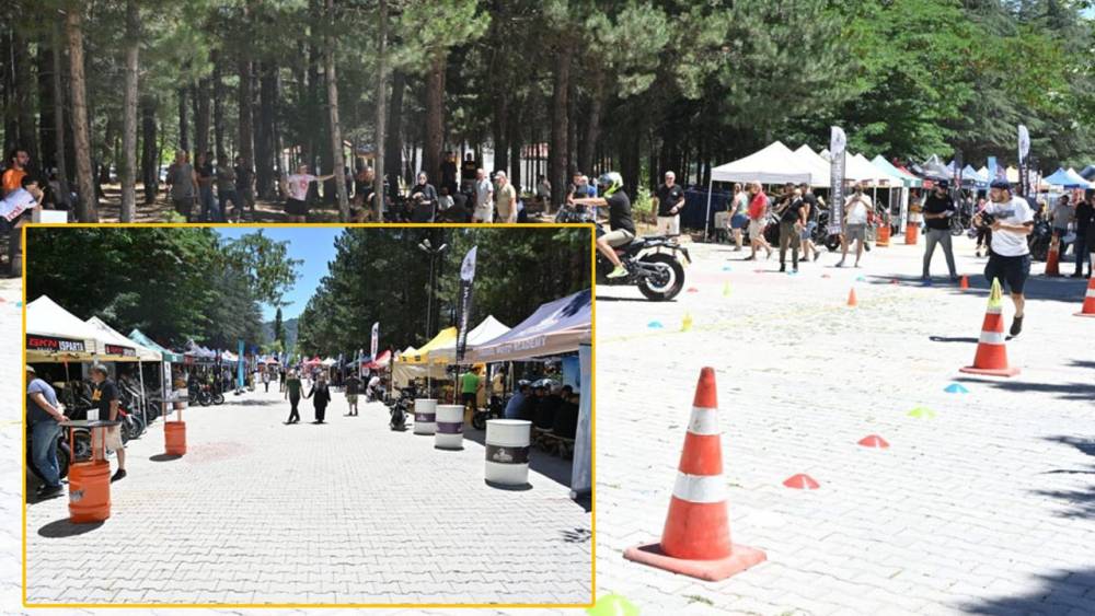 Yüzlerce motosikletlinin katıldığı motofestte heyecan dolu gösteriler